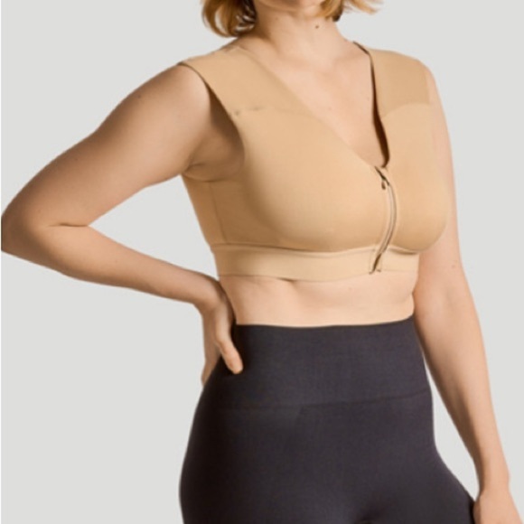Tommie Copper Shoulder Support Comfort Bra Zipper Front Nude Women’s Size L